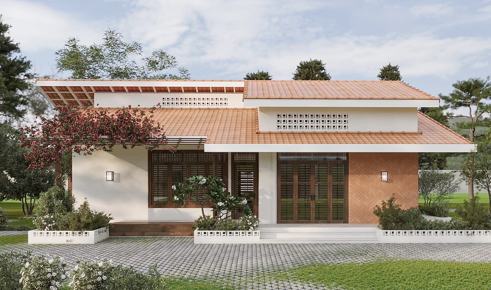 Nhà cấp 4 hiện đại, phong cách Địa Trung Hải